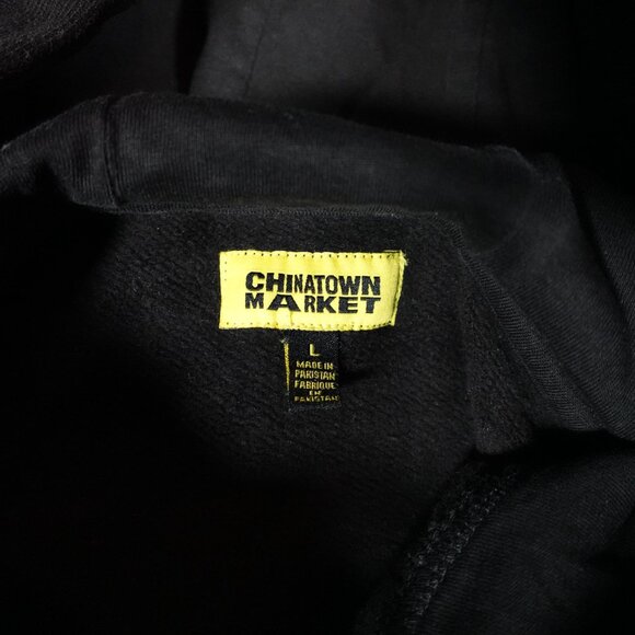 Chinatown Market Rhinestone Hoodie Mens Large Spellout Washed Black - Picture 5 of 10